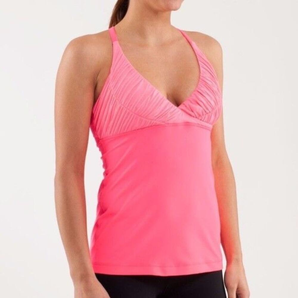 Lululemon Pure Balance Tank Top Pink Flash Heathered Flash Size 6